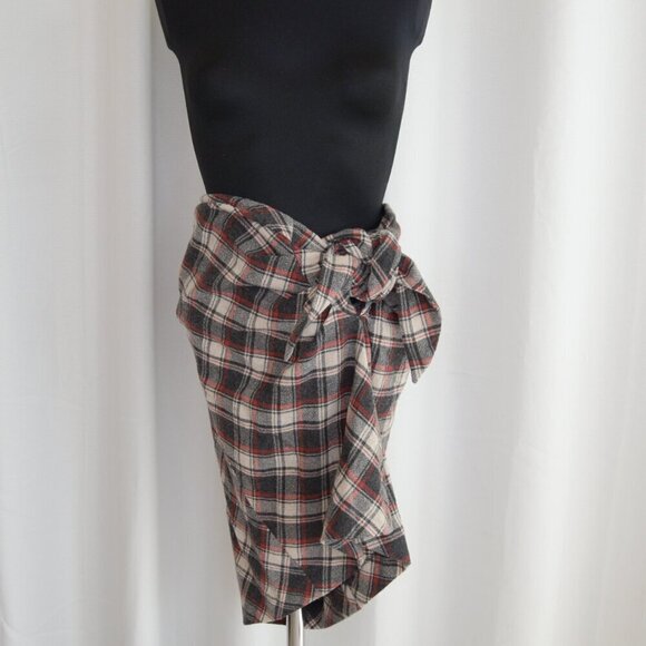 SOLD - NWOT Isabel Marant Etoile Placid Wool Check Tie Skirt Sz 8 - Picture 3 of 7